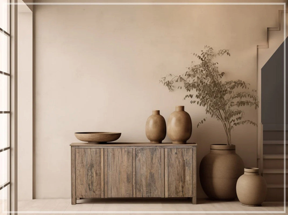 Lotus Rustic Modern 4 Door Multi Purpose Console