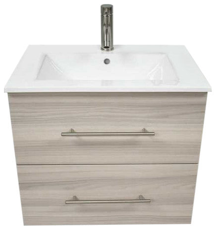 Napa 24" W x 18 D Bathroom Vanity Wall Mounted  With Ceramic Countertop, Ash Gray