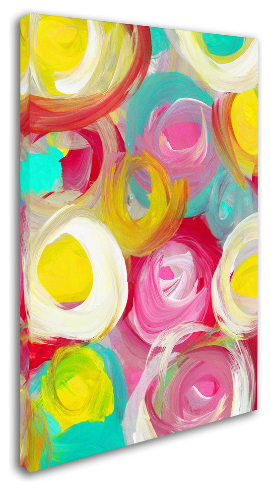 'Rose Garden Circles Vertical 1' Canvas Art, 24x16