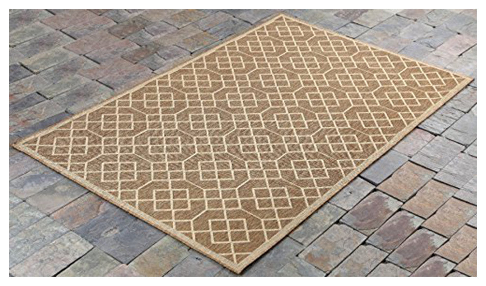 Geometric Blocks Indoor/Outdoor Area Rug, Natural Beige, 3'3"x5'