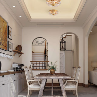 Jessica Brushed Brass 3-Light Crystal Basket Flush Mount