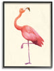 The Kids Room Flamingo Pose on Tan Watercolor Framed Giclee Art, 11"x14"