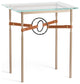 Equus Side Table, Soft Gold Finish, Black Accents, Chestnut Leather Strap