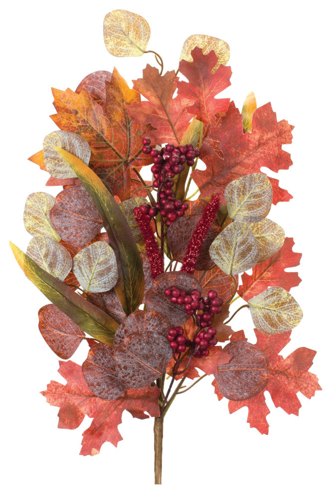 Mixed Fall Foliage Leaf Stem, Set of 2