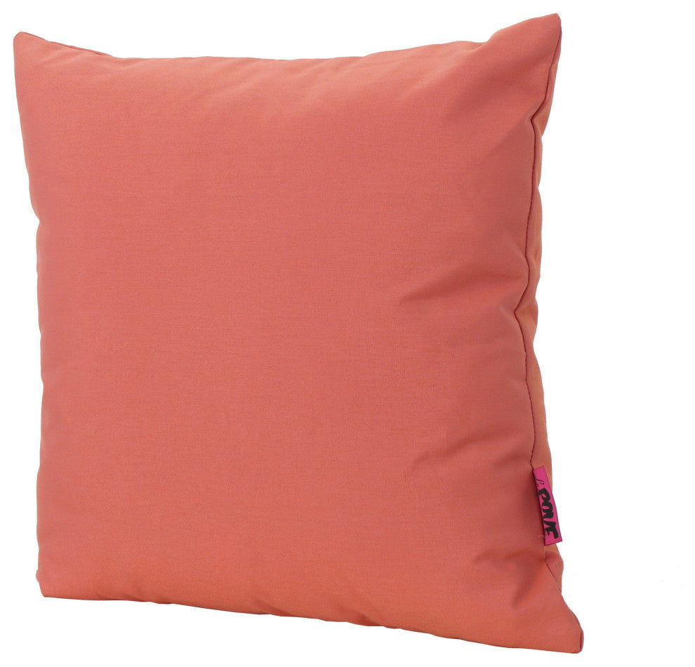 GDF Studio Coronado Outdoor Water Resistant Square Throw Pillow, Coral, Set of 2
