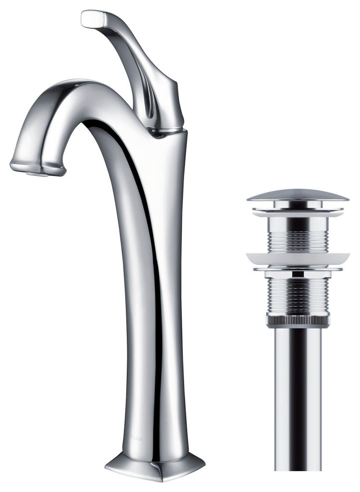 Arlo Single Handle Lever 1-Hole Vessel Bathroom Faucet Chrome, PU Drain