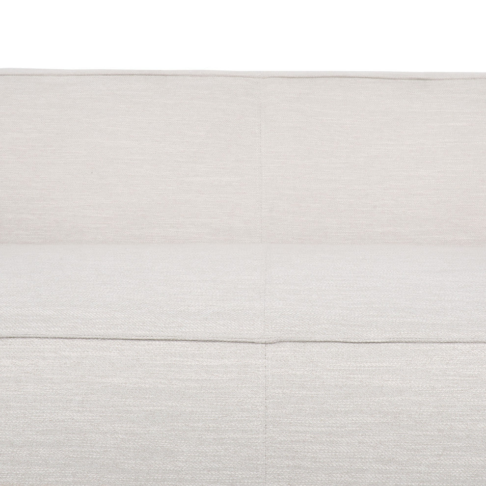 Pamsha Contemporary Fabric Upholstered Loveseat, Beige/Dark Walnut