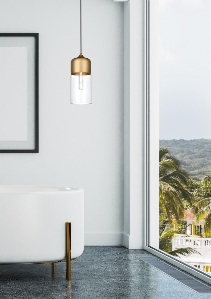 Elegant Lighting LD2240 Ashwell 5"W Mini Pendant - Satin Gold