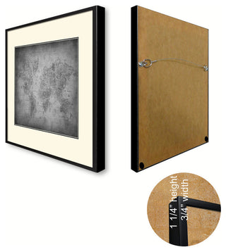 Ancient World Vintage Map Print On Canvas With Black Custom Frame, 16" X 21"