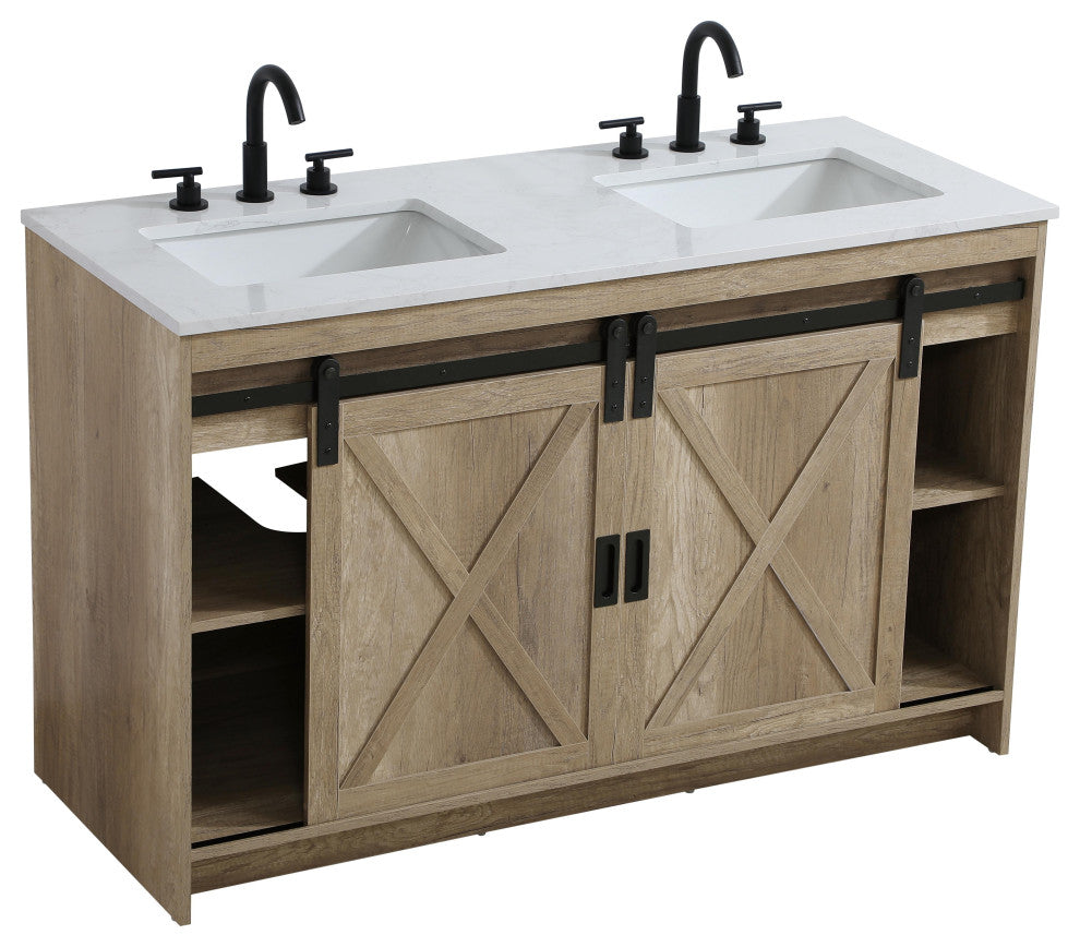 Home Living 54" Double Bathroom Vanity, Natural Oak