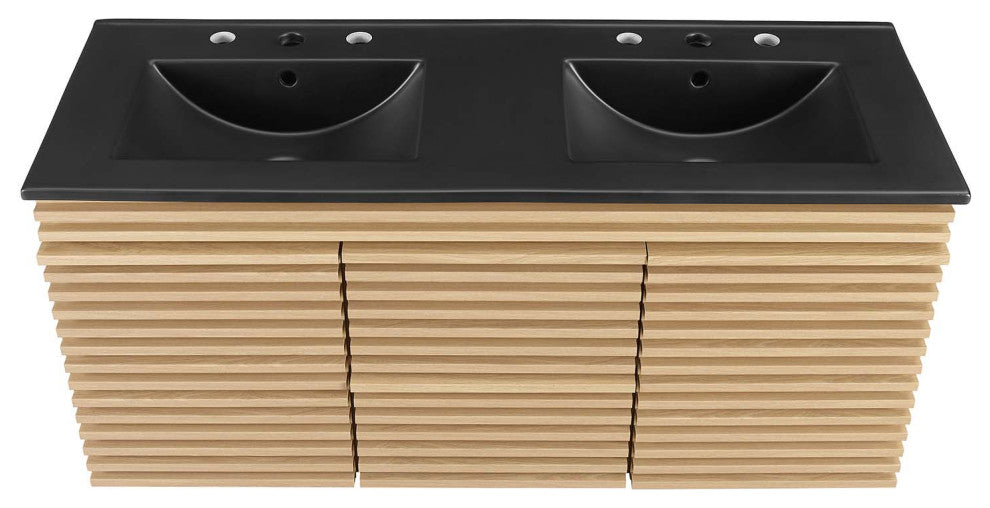Render 48" Wall-Mount Bathroom Vanity, Oak Black