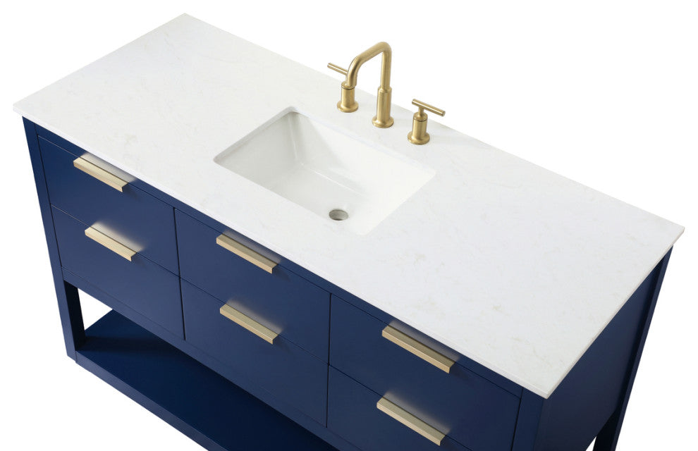 Louie 54" SIngle Bathroom Vanity, Blue