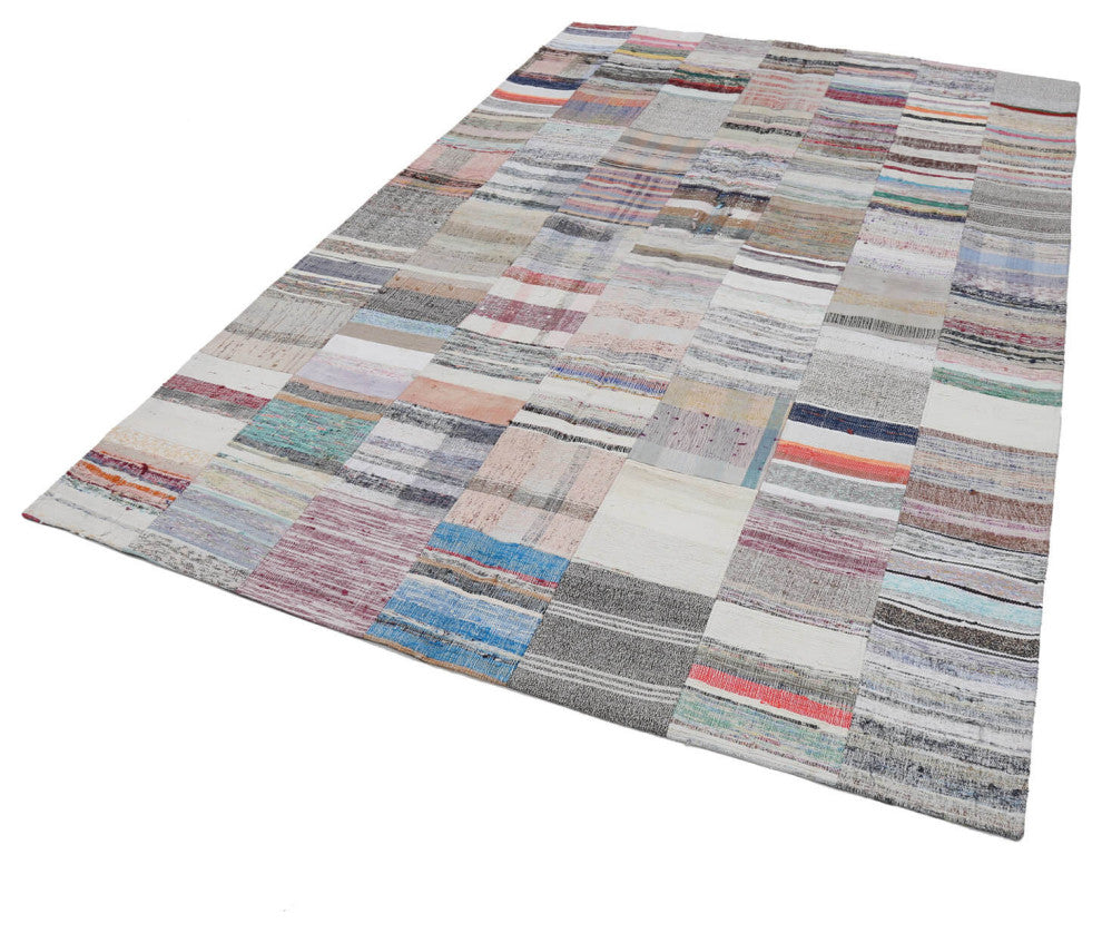 Rug N Carpet - Handmade Oriental 6' 7'' x 9' 11'' Tribal Patchwork Kilim Rug