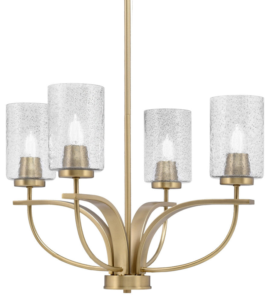 Cavella 4-Light Chandelier, New Age Brass, 4" Smoke Bubble Glass