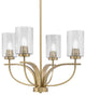 Cavella 4-Light Chandelier, New Age Brass, 4" Smoke Bubble Glass