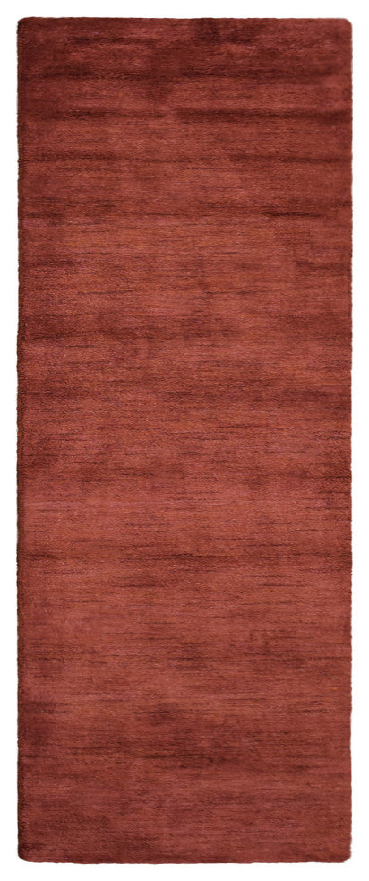 Hand Knotted Loom Silk Mix Area Rug Solid Dark Orange