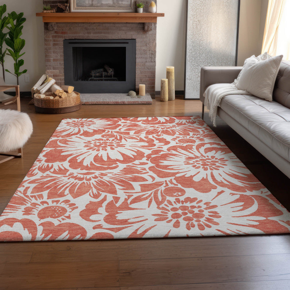 Premium Machine Washable Mayfield AMF551 Salmon 3' x 5' Rug