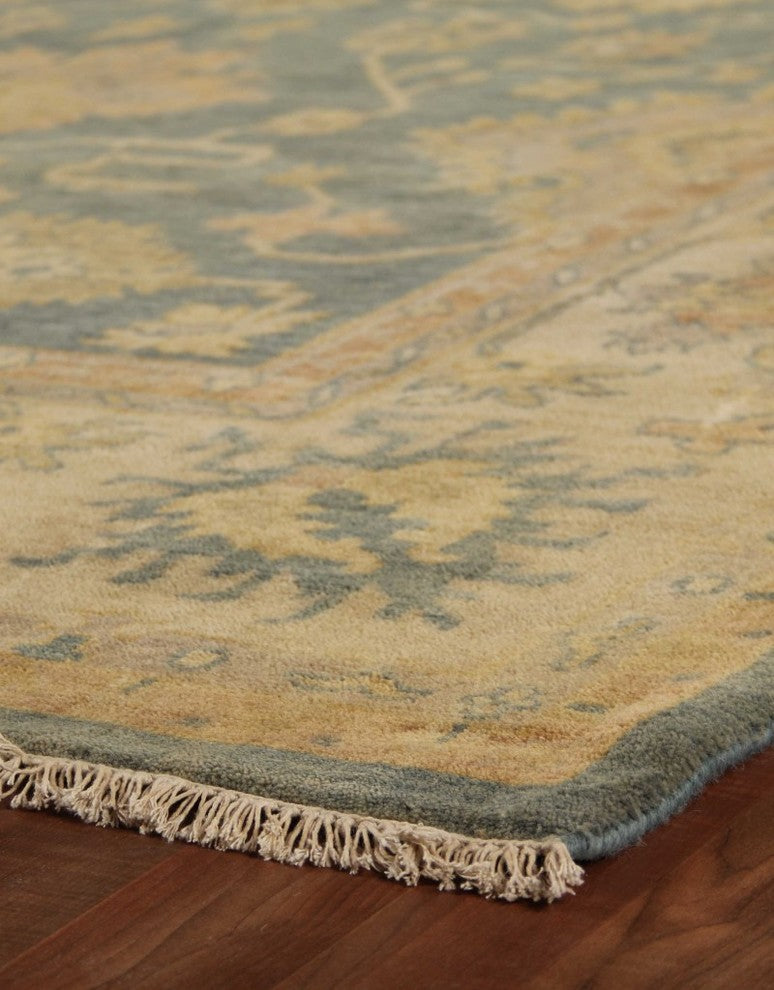 Ordu Antique-Style Woven Oushak Rug, Gold and Silver, 12''x15''
