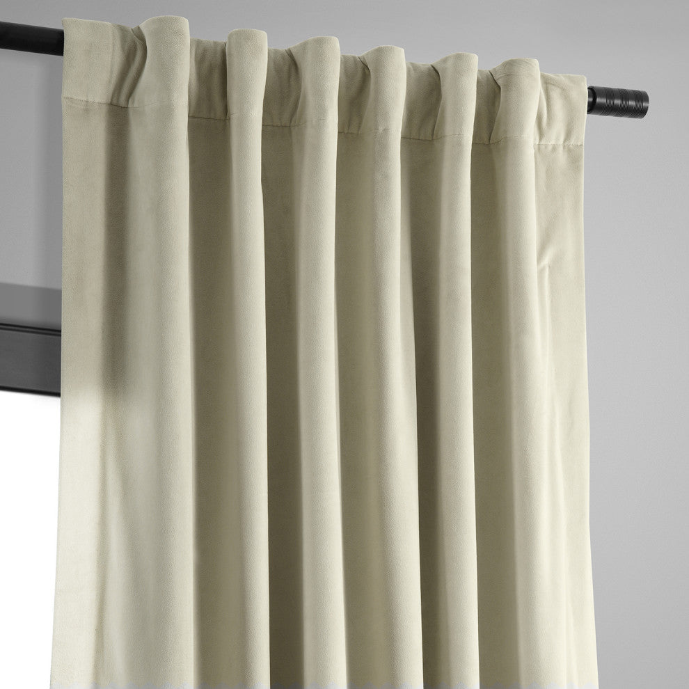 Signature Blackout Velvet Curtain Single Panel, Cool Beige, 50"x108"
