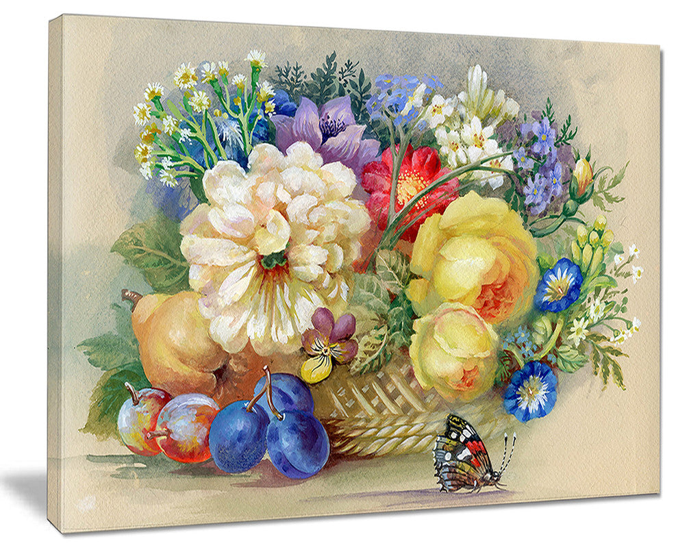 "Bunch of Flowers and Fruits" Wall Art Canvas, 40"x30"