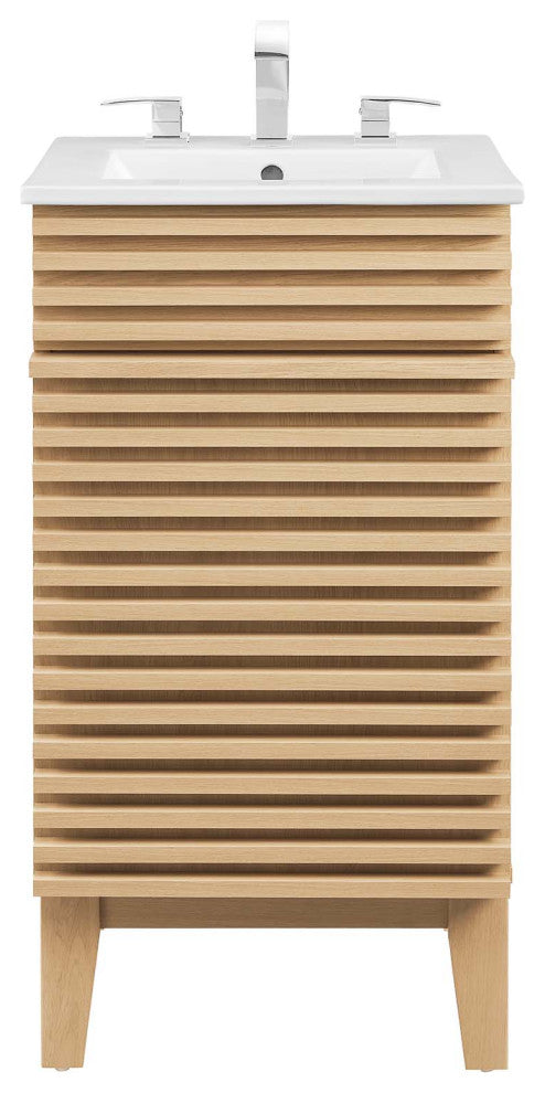 Render 18" Bathroom Vanity Cabinet, Oak White