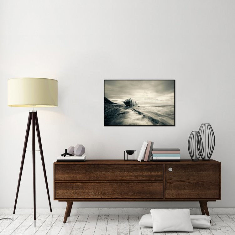 "Defeated By The Sea" Framed Canvas Giclee by Inigo Barandiaran, 37x24"