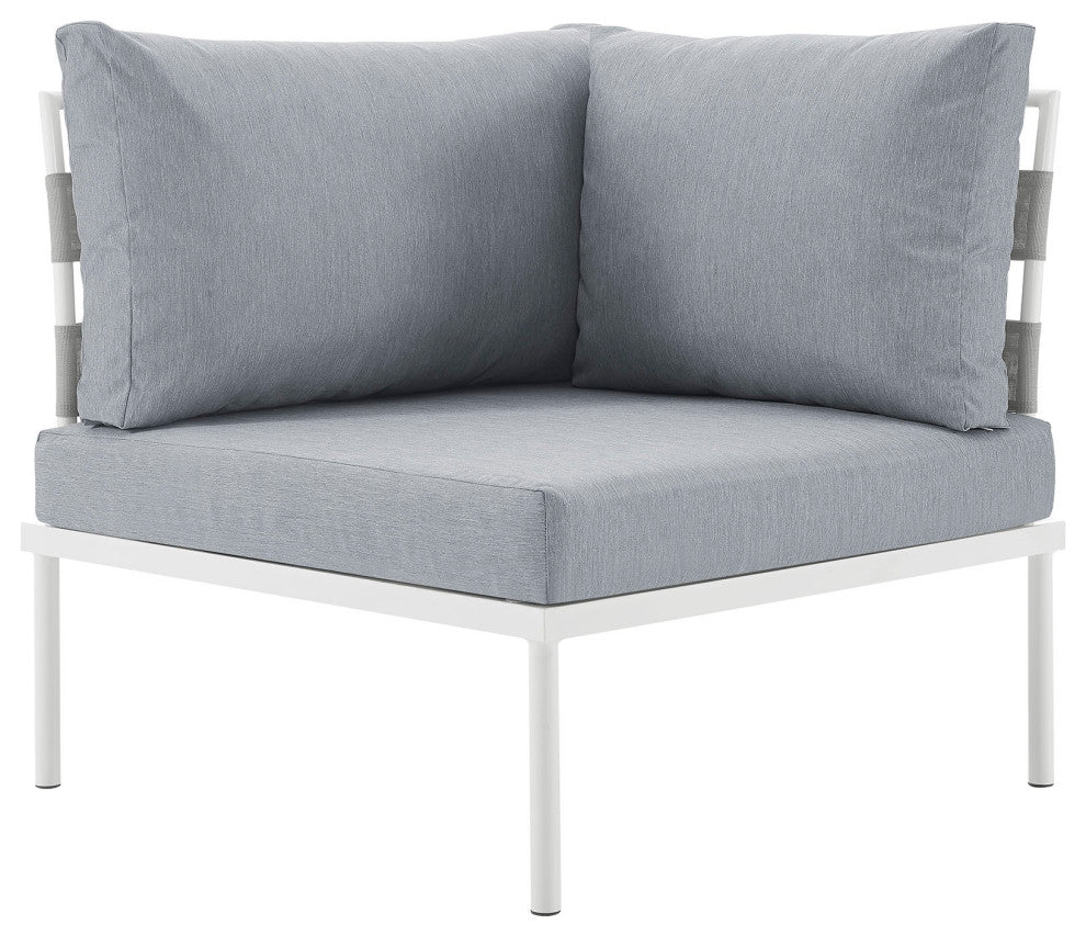 White Gray Harmony Outdoor Patio Aluminum Corner Sofa
