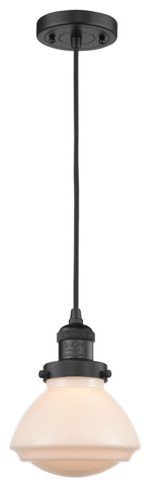 Olean 1-Light Mini Pendant, Matte Black, Matte White