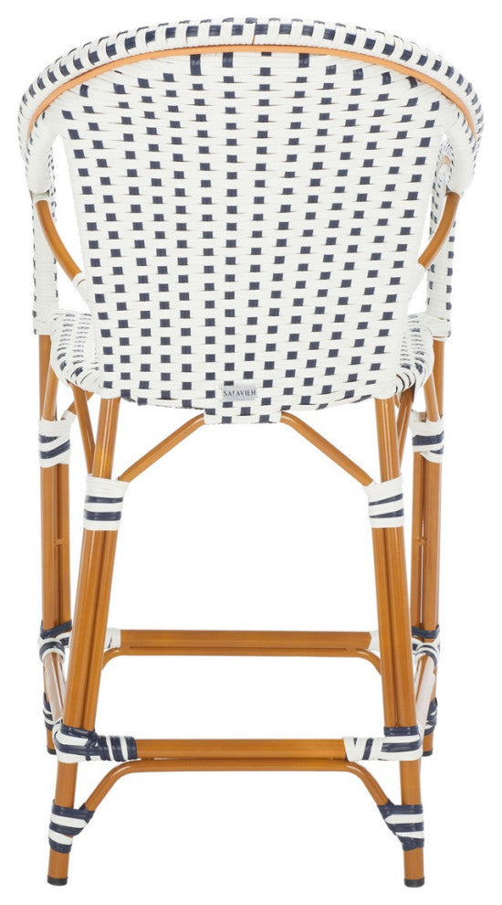 Safavieh California Counter Stool W Arm, White / Navy