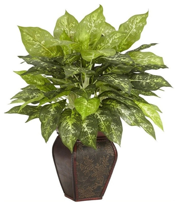 Dieffenbachia With Decorative Vase Silk Plant