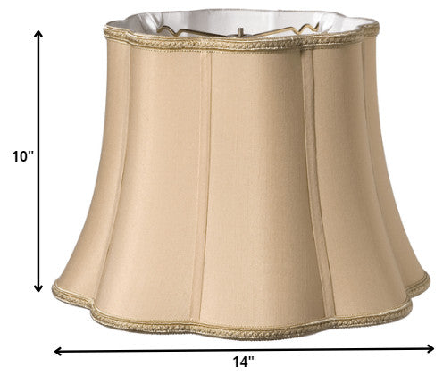 14" Vintage Gold Melon Scallop Paperback Shantung Lampshade
