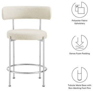 Albie Fabric Counter Stools - Set of 2 - Beige Silver