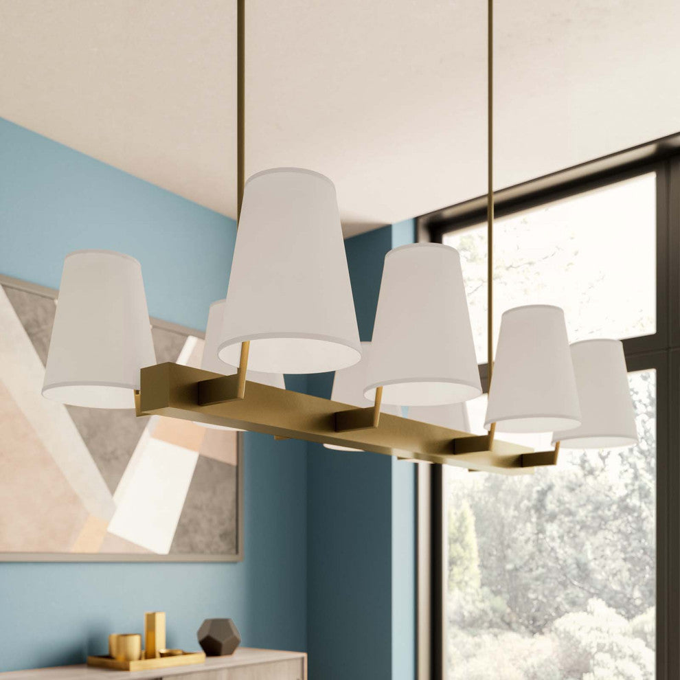 Enthrall 8-Light Chandelier, White Satin Brass