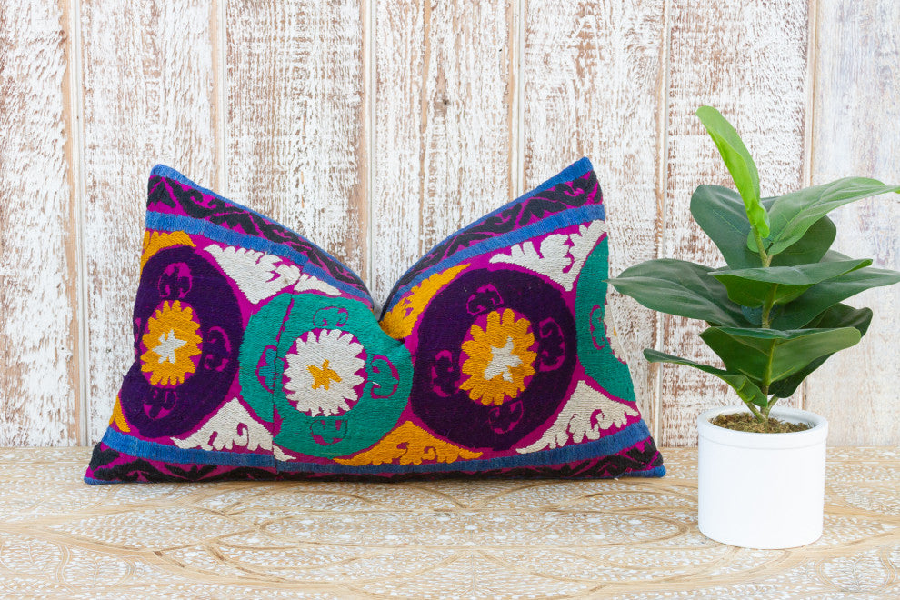 Kaderli Nurata Suzani Lumbar Pillow