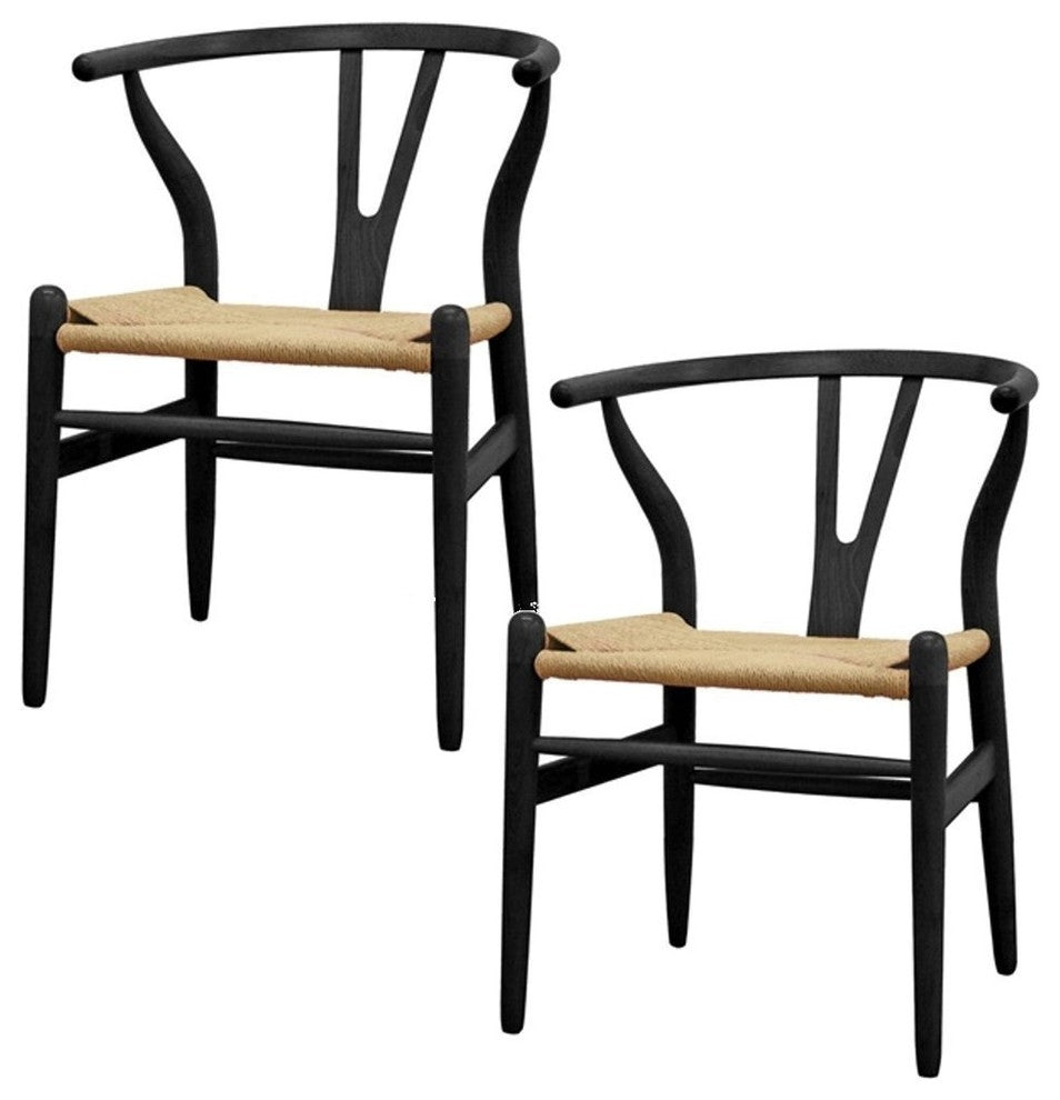 Wood Chair Black, Set of 2