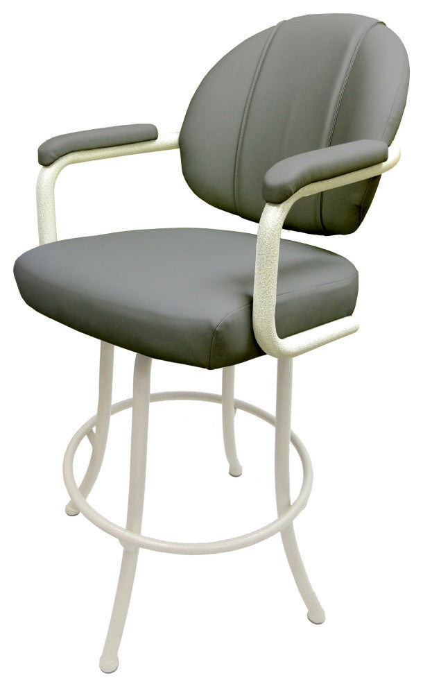 Swivel Counter Metal Pub Set - M-70 Stools 26" or 30", Grey Vinyl - White, 26", Crackle Glass