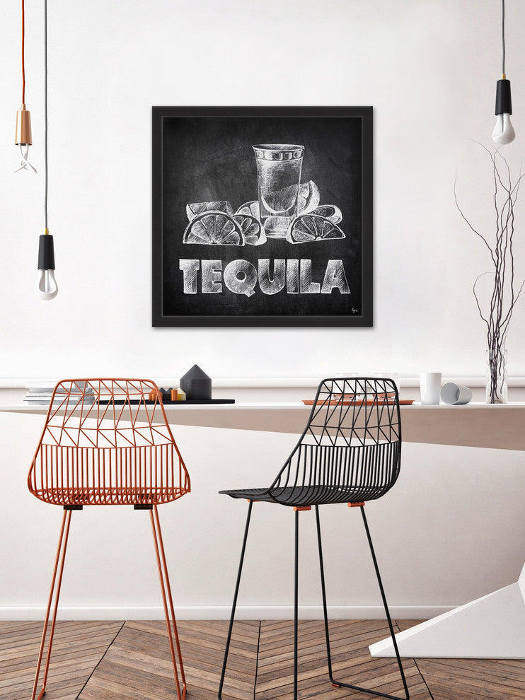 "Tequila on Chalkboard" Framed Painting Print, 12"x12"