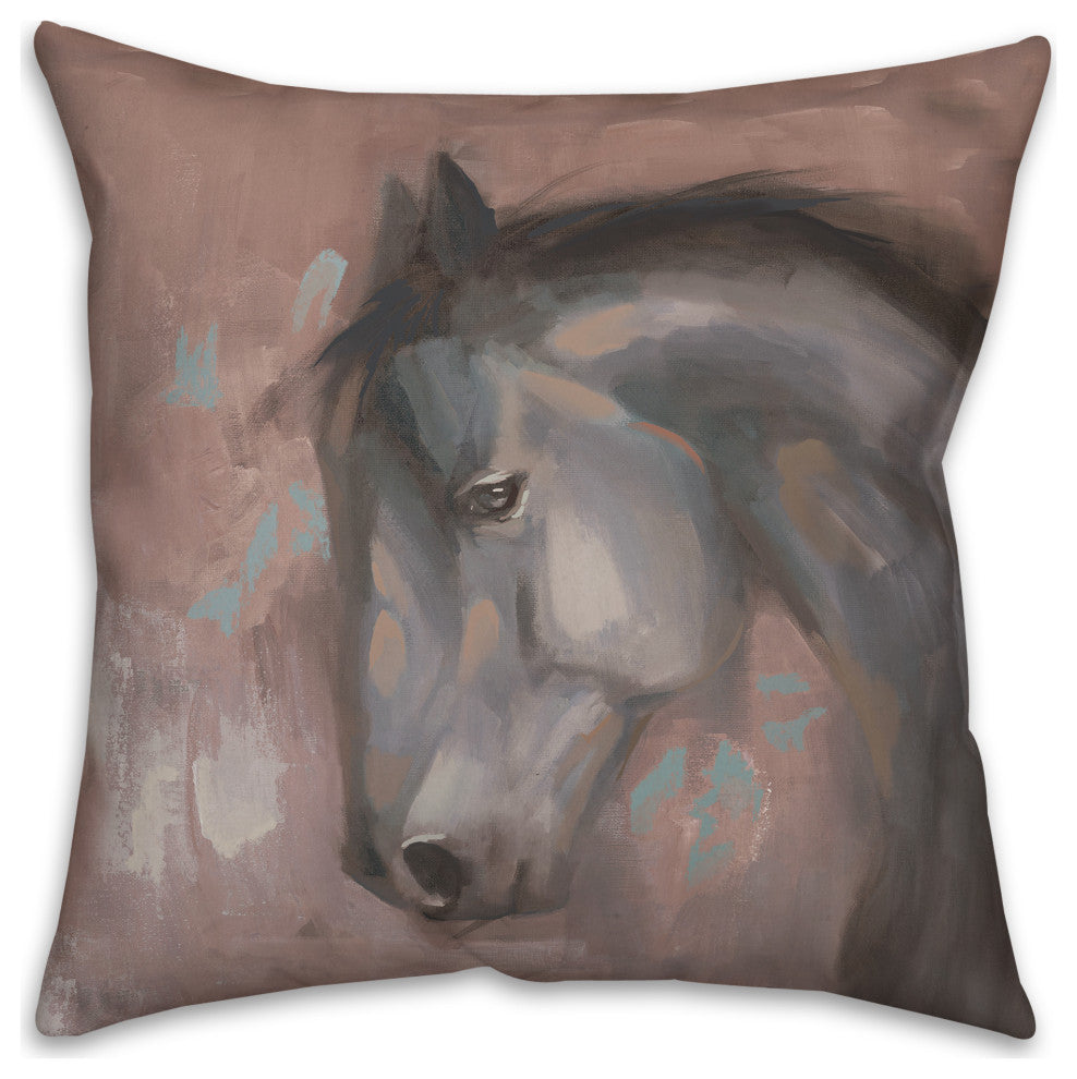 Horse On Red 1 16"x16" Spun Poly Pillow