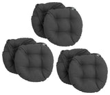 16" Polyester Solid Outdoor Round Tufted Chair Cushions, Set of 6, Cool Gray