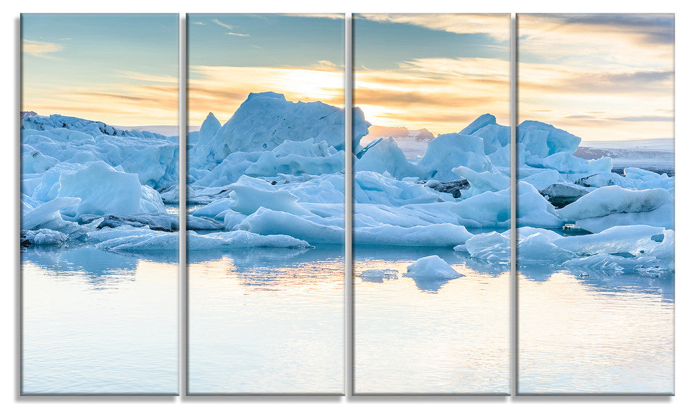 "Icebergs in Glacier Lagoon" Canvas Print, 4 Panels