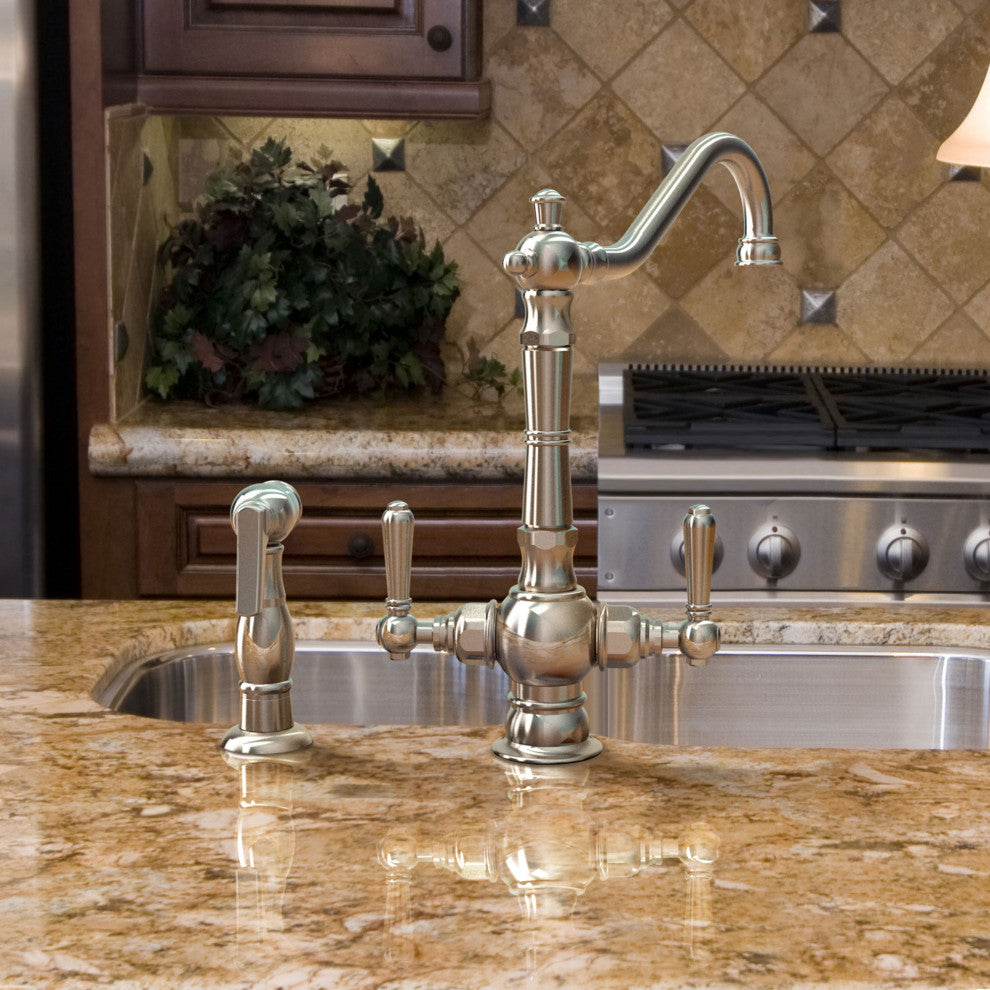 Americana Two Handle Kitchen Faucet, Pvd Brushed Nickel