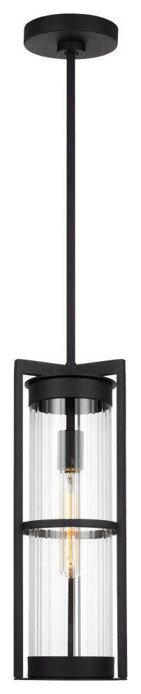 Alcona One Light Outdoor Pendant Lantern, Black