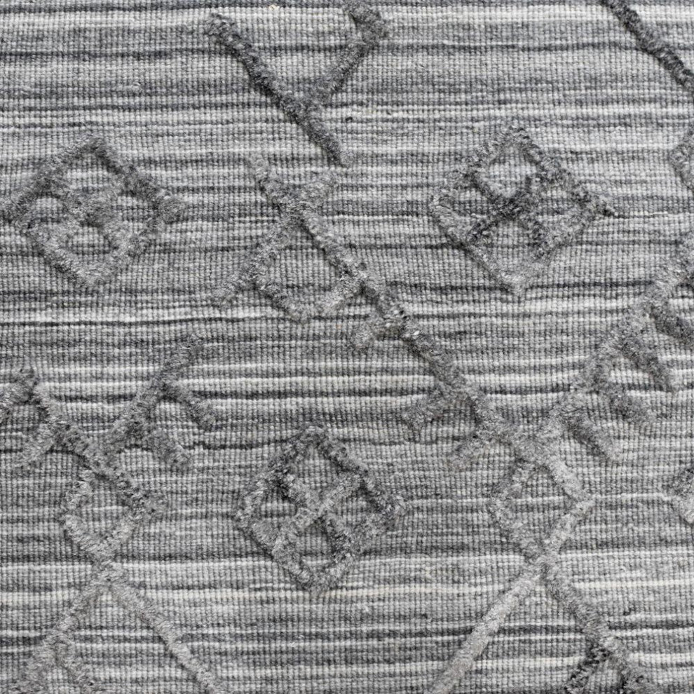 HAND WOVEN FLAT WEAVE KILIM POLYESTER AREA RUGS -Rectangle,Silver,Geometric, [Runner] 2'6''x10'