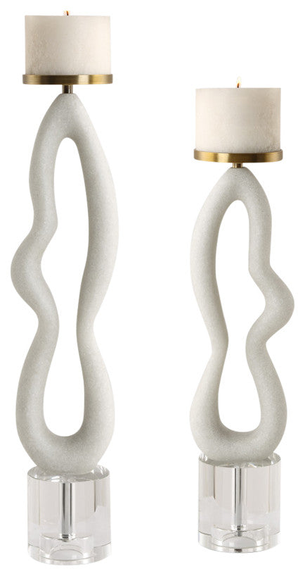 Uttermost Feamelo Ivory Stone Candleholders, Set of 2
