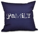 18"x18" Family, Word Print Pillow, Navy Blue
