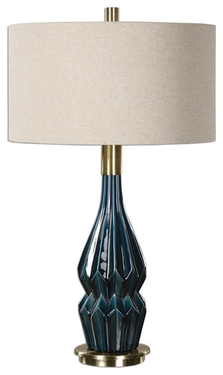 Prussian Blue Ceramic Lamp By Designer David Frisch