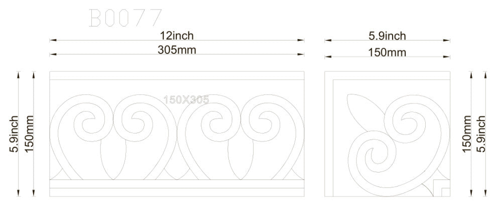 Marble Mosaic Border Listello Accent Tile Chandelier Emperador 5.9x12, 1 piece