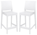 Home Square Resin 29.5" Barstool in White - Set of 2