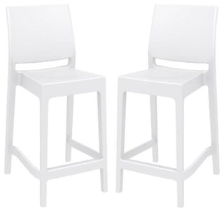 Home Square Resin 29.5" Barstool in White - Set of 2