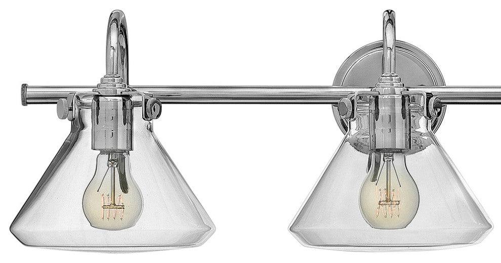 Hinkley Congress Medium Retro Glass Three Light Vanity, Chrome
